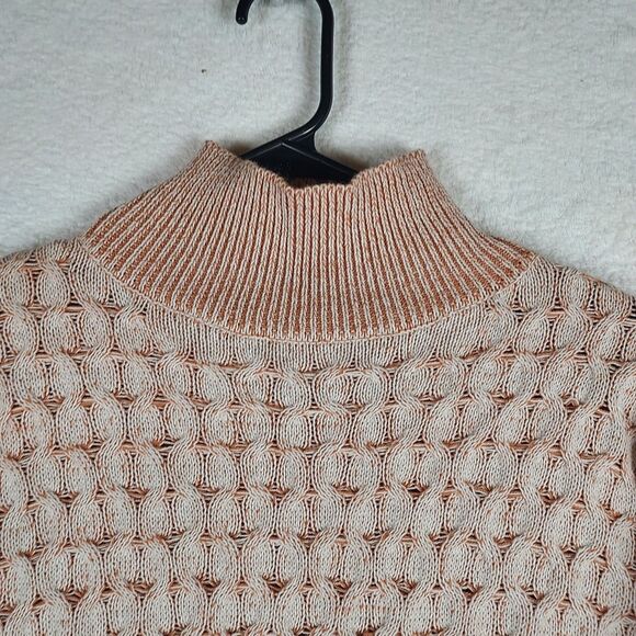 Knox Rose Women's Turtleneck Sweater Size Small Long Sleeve Woven Cream - Picture 3 of 10